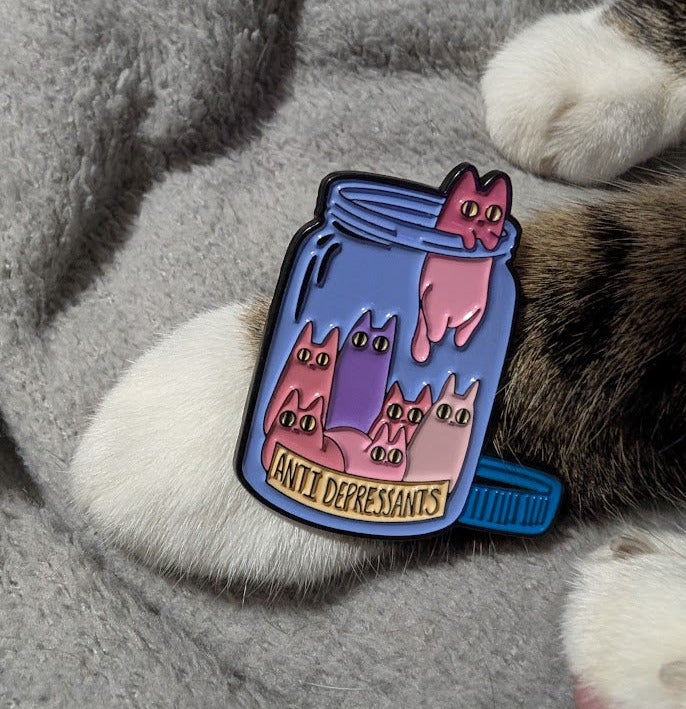 Antidepressiva Katzen-Glas Pin