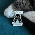 Crochet cat enamel pin — gift for crocheters and yarn lovers