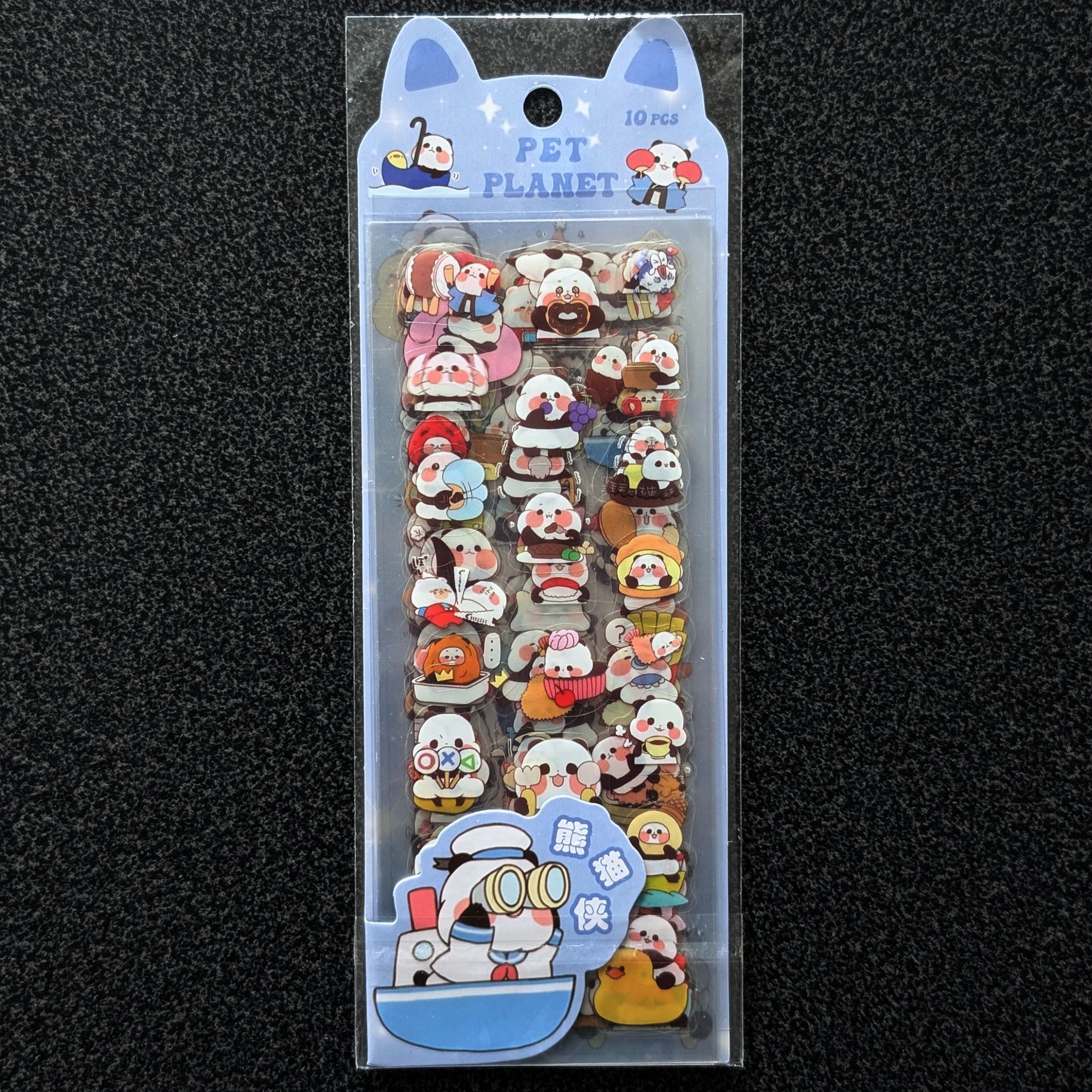 Cute waterproof panda stickers — kawaii black and white panda designs