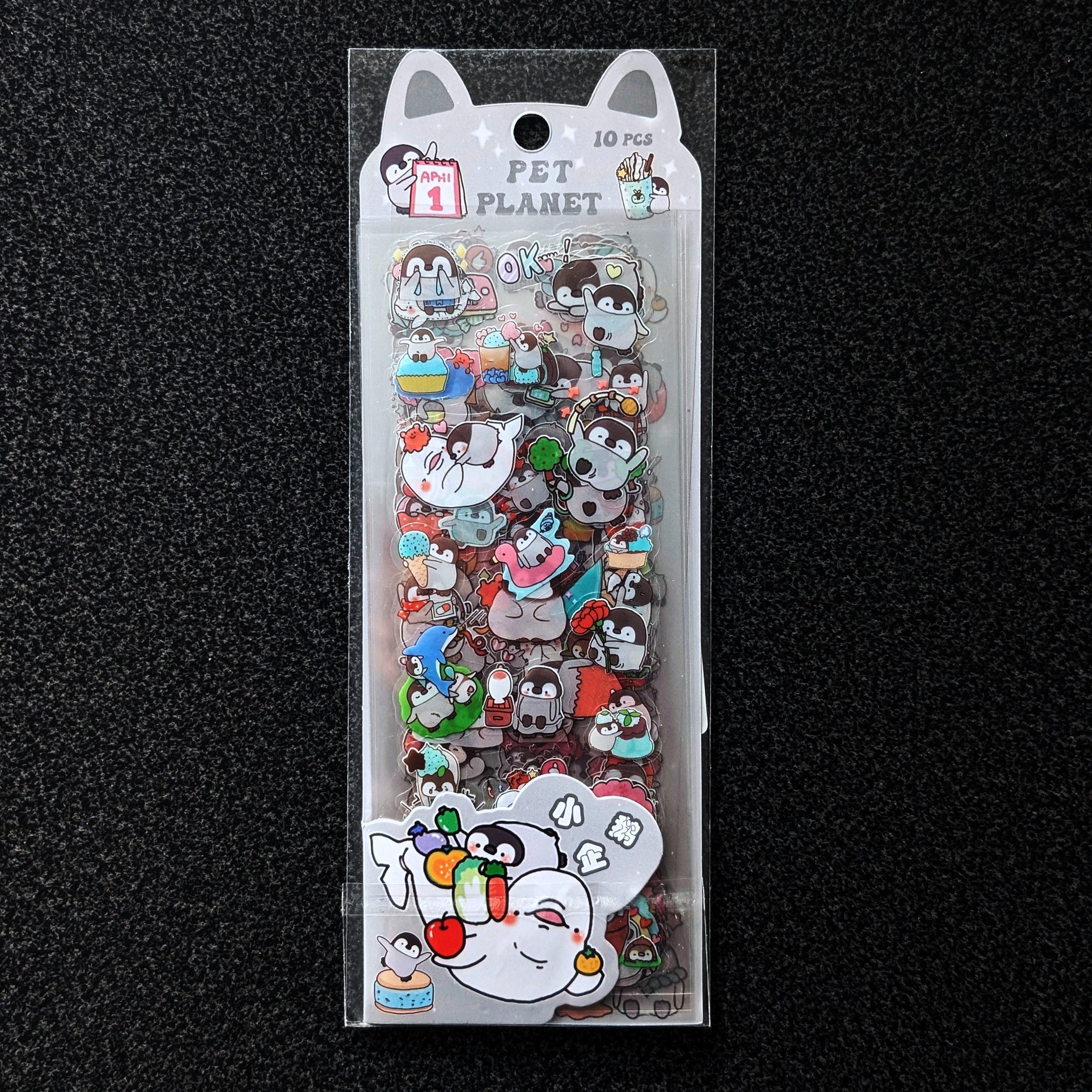 Cute waterproof penguin stickers — kawaii black and white penguin designs