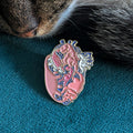 Dinosaur heart enamel pin — prehistoric dinosaur gift