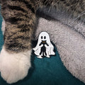 Ghost and cat halloween enamel pin