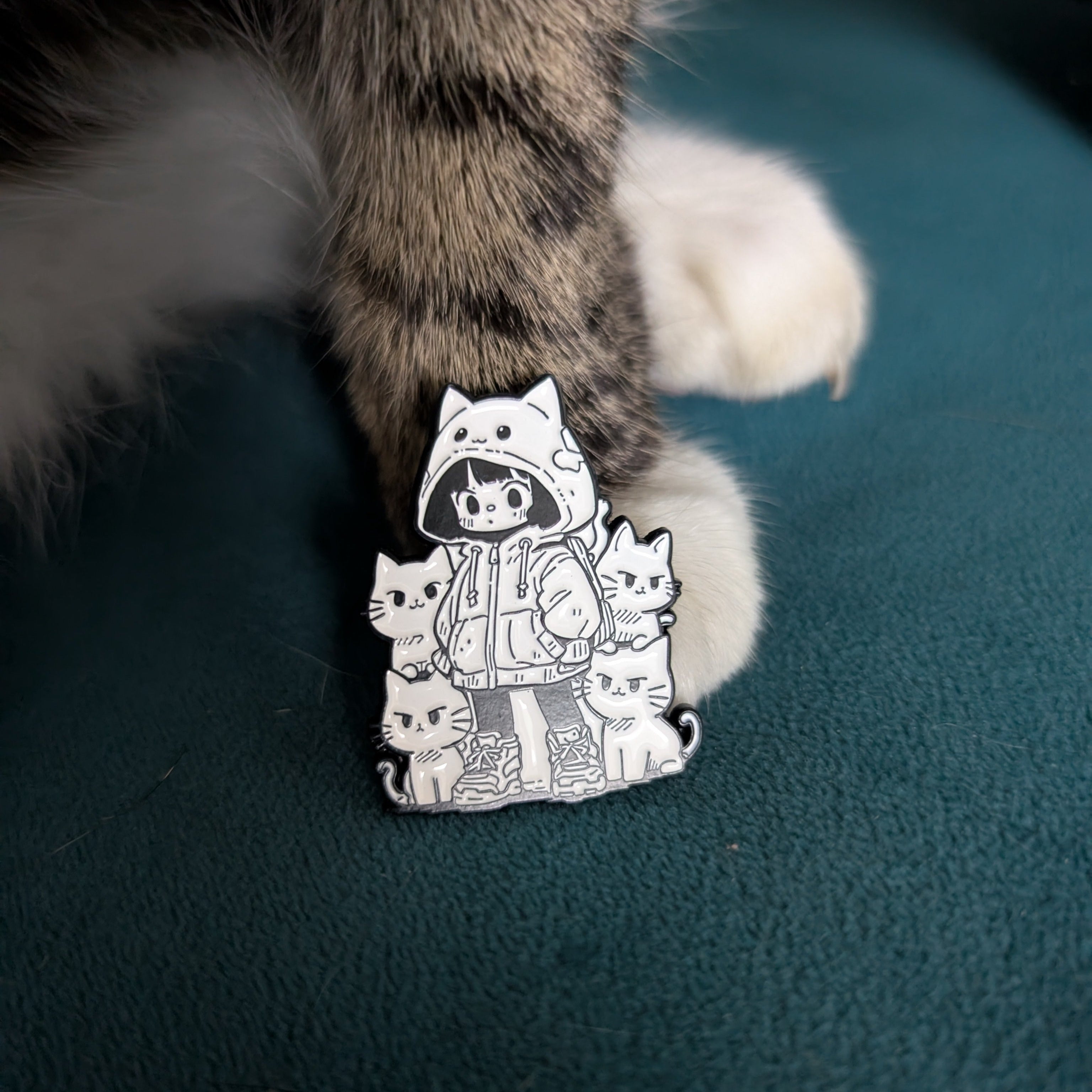 Cat Hoodie Girl Pin