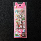 Cute waterproof grey tabby cat stickers — kawaii striped cat designs
