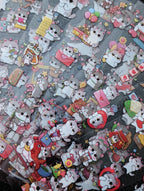 Cute waterproof grey tabby cat stickers — kawaii striped cat designs
