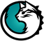 A stylized cat head logo in white and black, integrated with a teal circular shape on a white background.