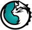 A stylized cat head logo in white and black, integrated with a teal circular shape on a white background.