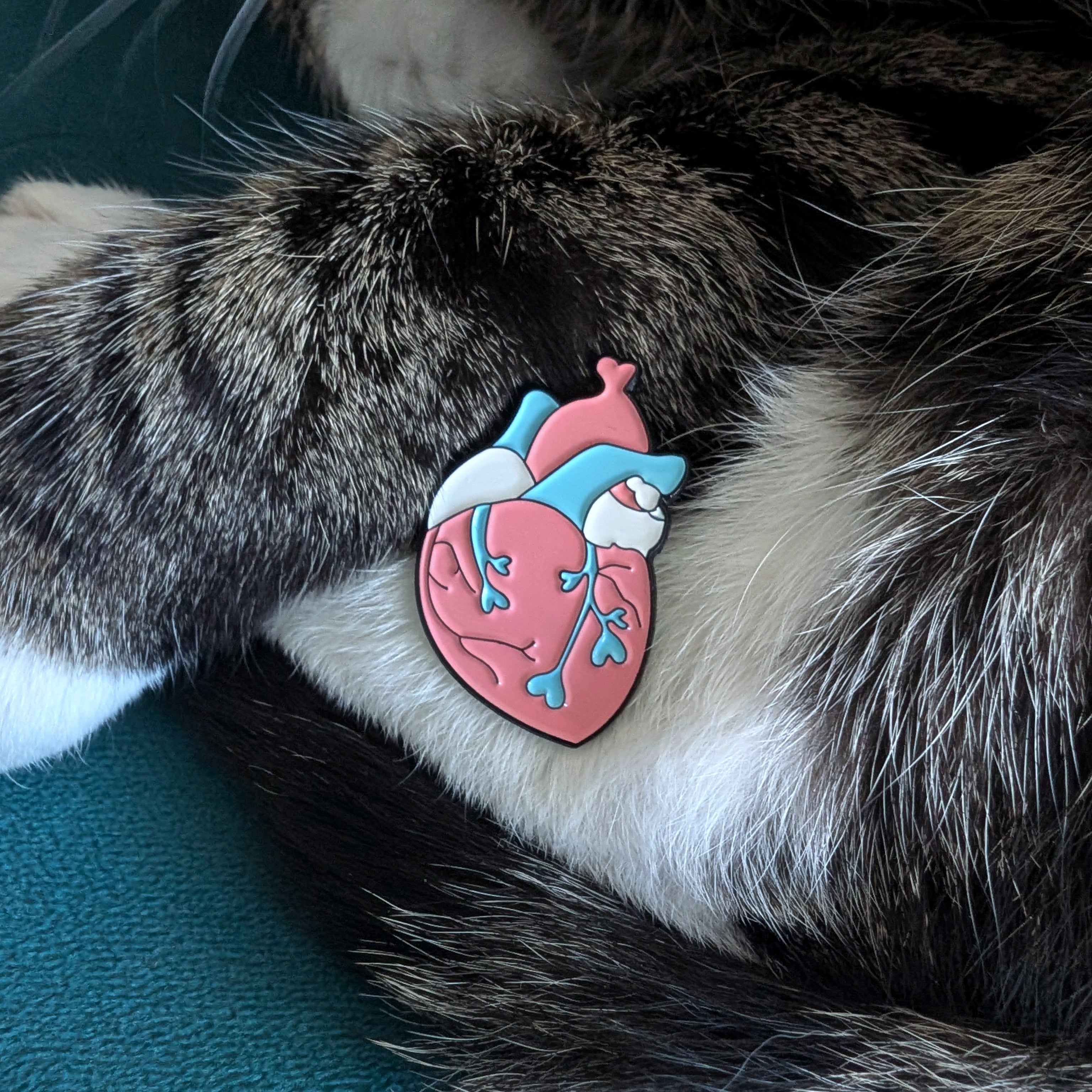 Pink, white and blue pastel heart enamel pin