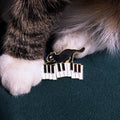 Black cat music staff enamel pin — musician gift