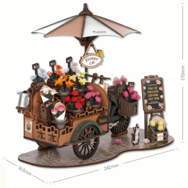 Flower Cart Wooden Model