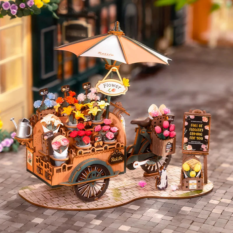 Flower Cart Wooden Model
