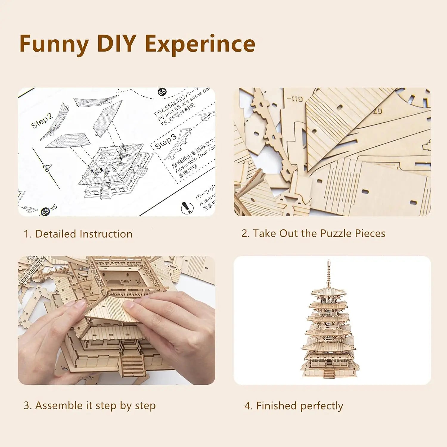 Pagode Puzzle 3D en Bois