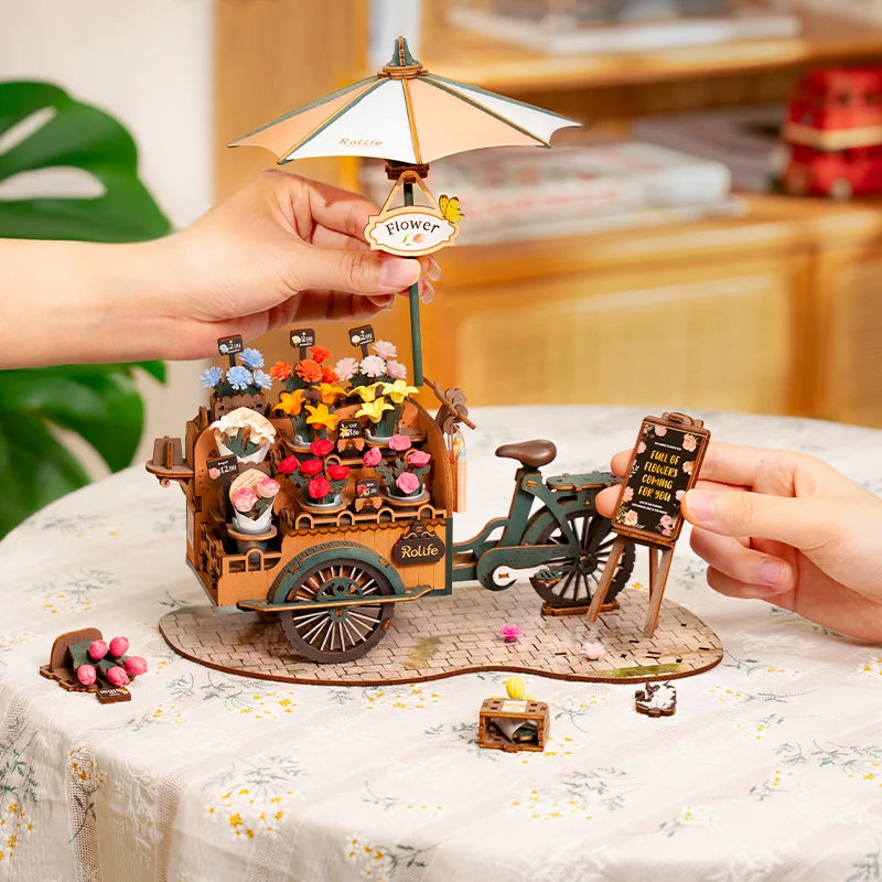 Flower Cart Wooden Model
