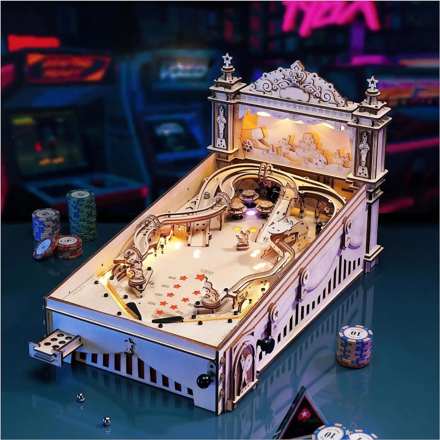 Pinball Machine 3D Wooden Model