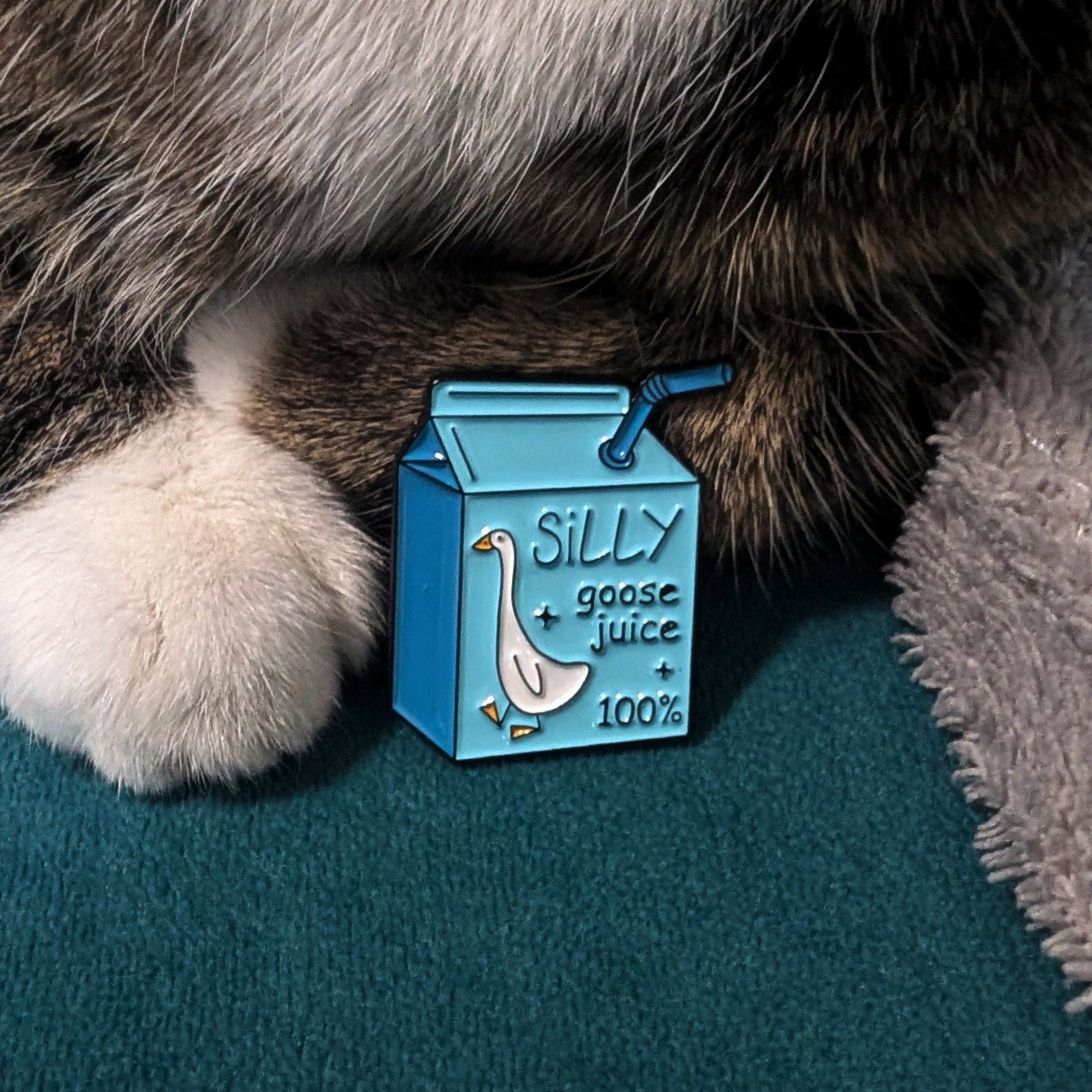 Silly Goose Juice box enamel pin - goose meme gift